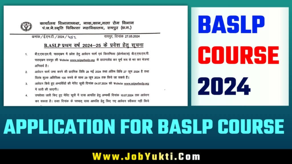 APPLICATION FOR BASLP COURSE