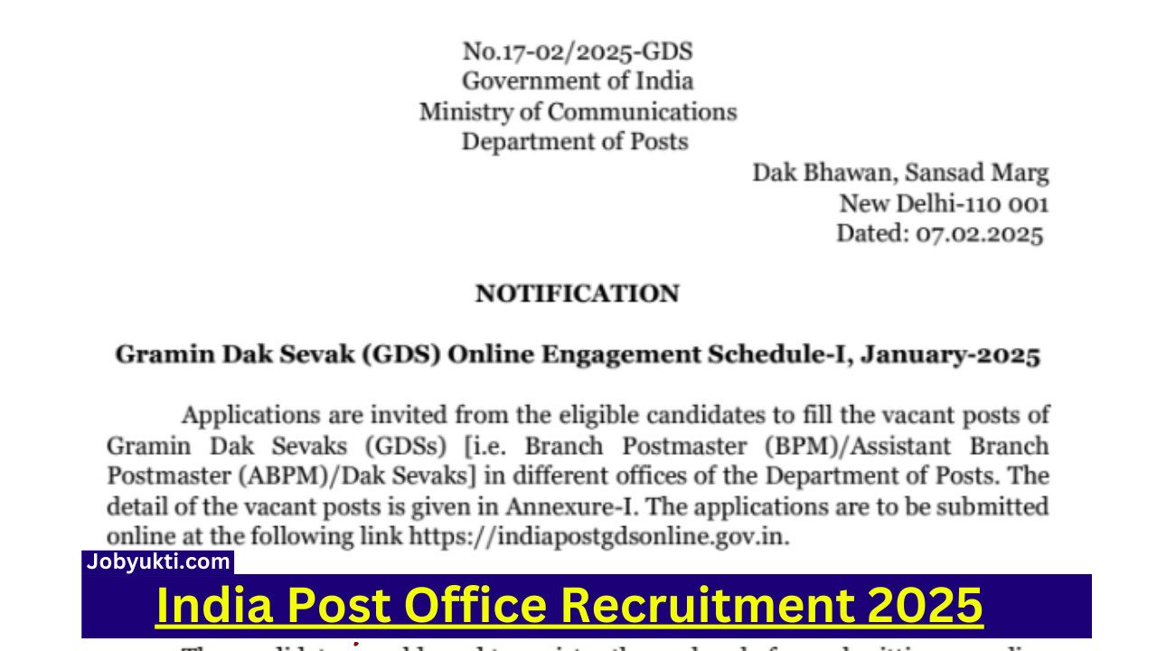 India Post Office Recruitment 2025 :  पोस्ट ऑफिस भर्ती 2025